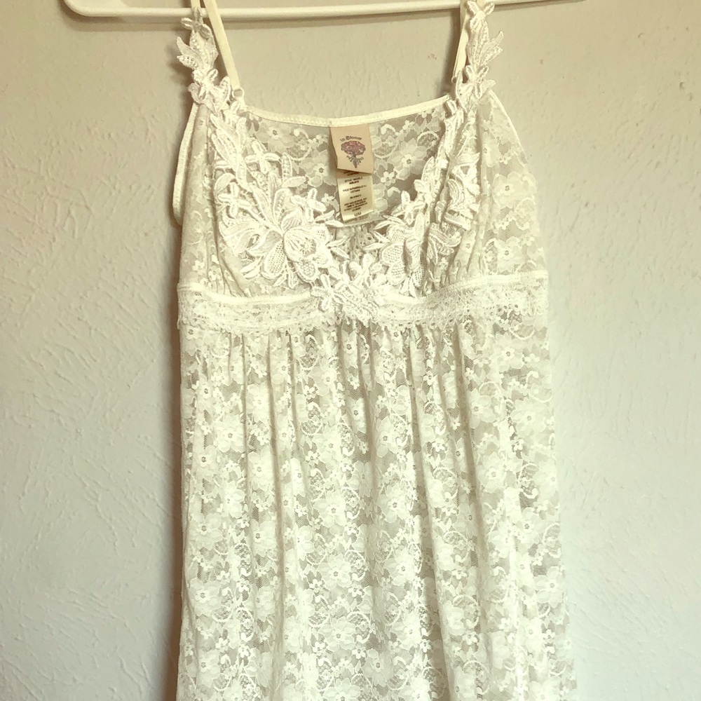White lace babydoll chemise slip dress embroidered